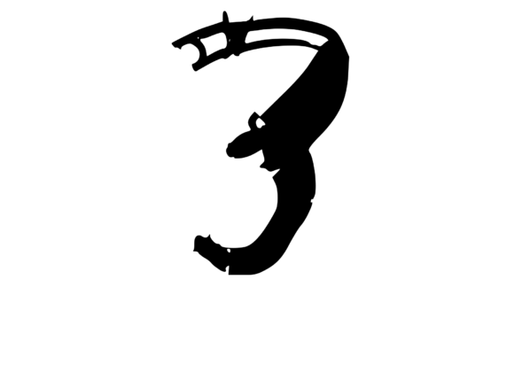 Bold Rotten Decaying Mono Number 3 Graphics for Crafts & Digital Sellers